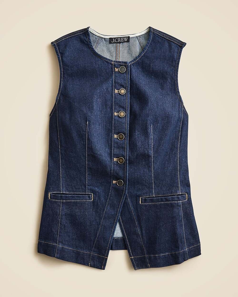 J.Crew Denim Vest Size 6 Blue Cotton Button Front